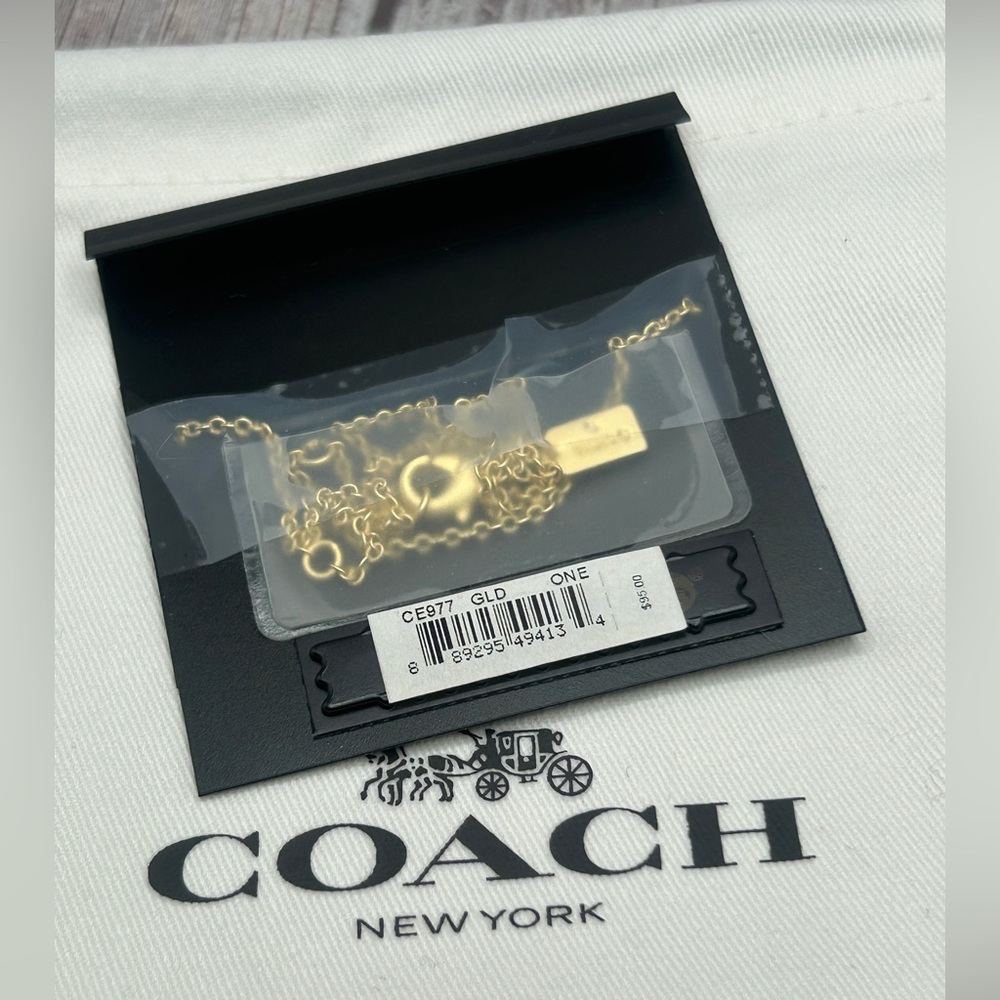 NWT COACH Signature Pave Diamond Gold Rexy Dinosaur T-Rex Necklace + Dust Bag - Picture 4 of 7